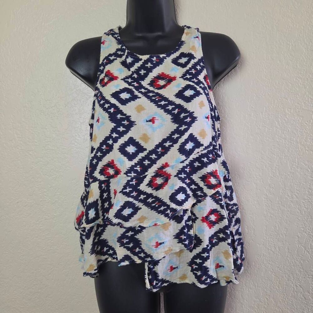 Solito Geometric Ruffled Tank Top